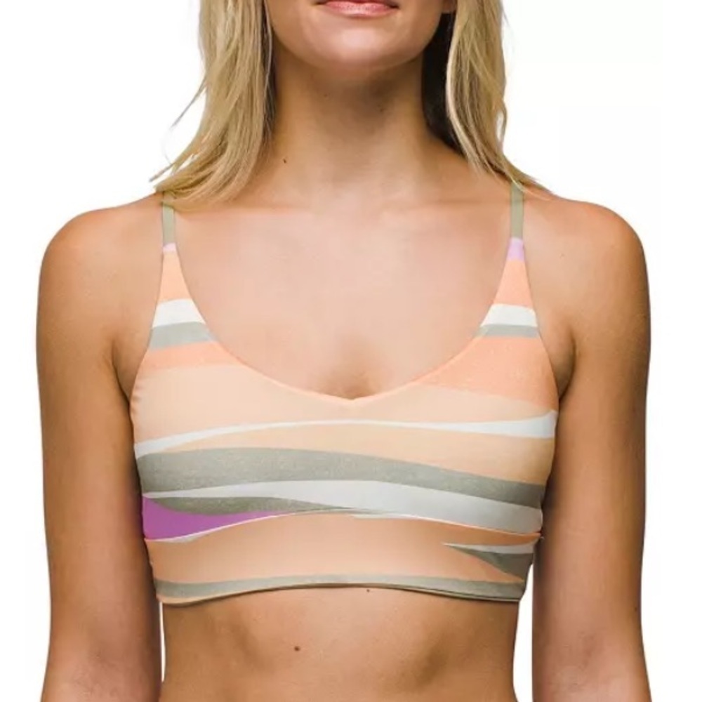 NWT PrAna Women's Willow Falls Reversible  Bikini Top in Waves UPF 50 Size Med